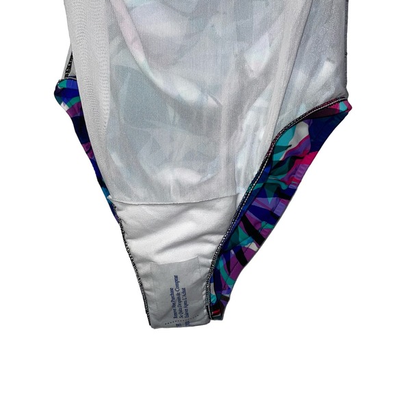 Swim Solutions Off the Shoulder Tummy Control 1piece Swimsuit Blue 8 - Picture 2 of 10